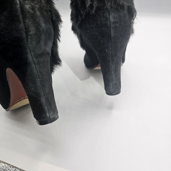 Sam Edelman Shalin Black Suede Fur Boots Size 7.5 - Picture 10 of 14
